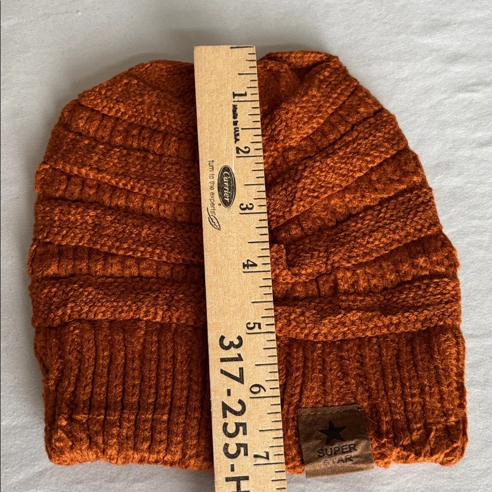 SUPER STAR Soft Rib Knit Beanie Winter Hat Copper Youth Size M NWOT